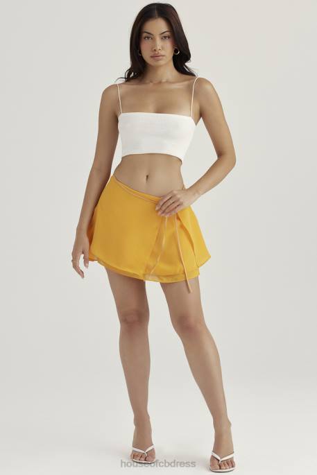 House of CB Clarice Tangerine Floaty Layered Mini Skirt Clothing 4H6N918