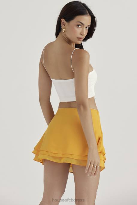 House of CB Clarice Tangerine Floaty Layered Mini Skirt Clothing 4H6N918