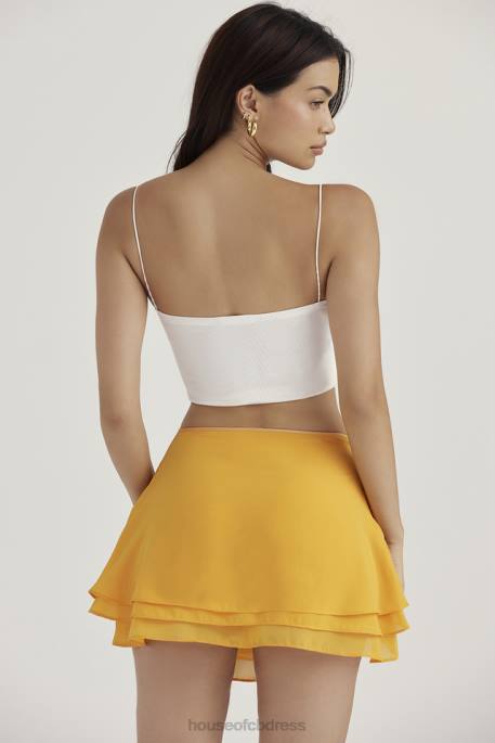House of CB Clarice Tangerine Floaty Layered Mini Skirt Clothing 4H6N918