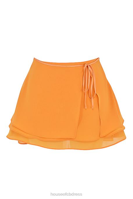 House of CB Clarice Tangerine Floaty Layered Mini Skirt Clothing 4H6N918