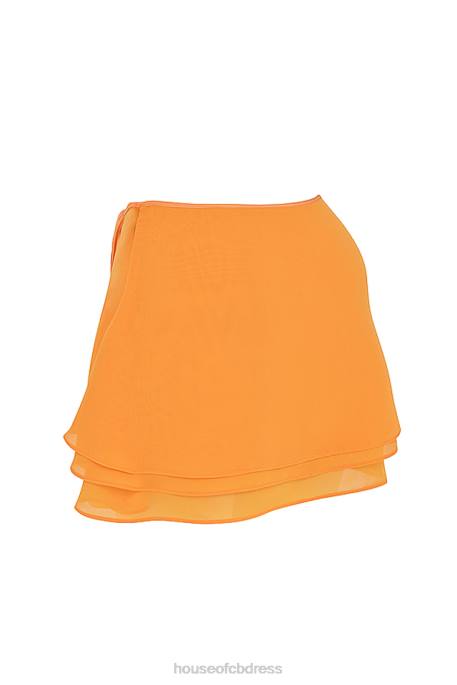 House of CB Clarice Tangerine Floaty Layered Mini Skirt Clothing 4H6N918