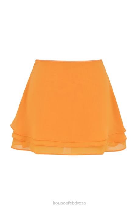 House of CB Clarice Tangerine Floaty Layered Mini Skirt Clothing 4H6N918