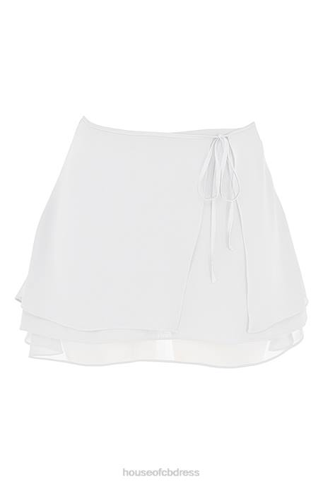 House of CB Clarice White Floaty Layered Mini Skirt Clothing 4H6N920