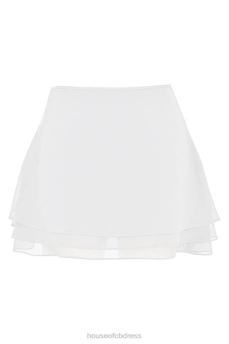 House of CB Clarice White Floaty Layered Mini Skirt Clothing 4H6N920