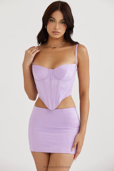 House of CB Elodie Orchid Satin Mini Skirt Clothing 4H6N932