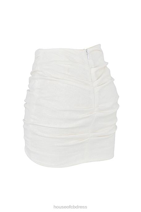 House of CB Emmy Off White Folded Waist Mini Skirt Clothing 4H6N962