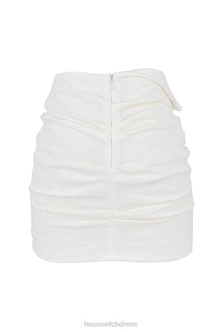 House of CB Emmy Off White Folded Waist Mini Skirt Clothing 4H6N962