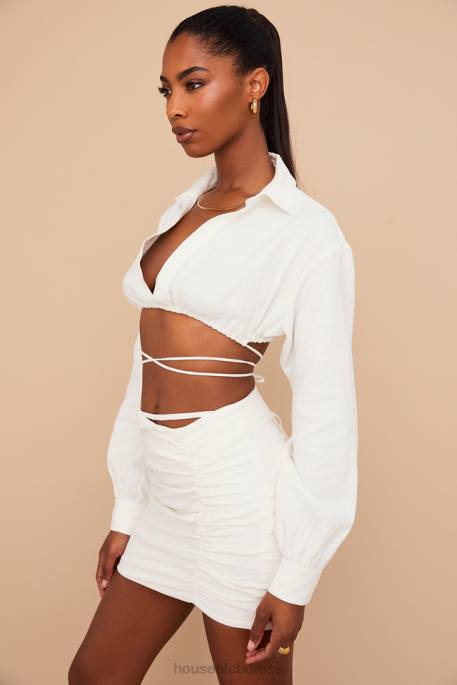 House of CB Emmy Off White Folded Waist Mini Skirt Clothing 4H6N962