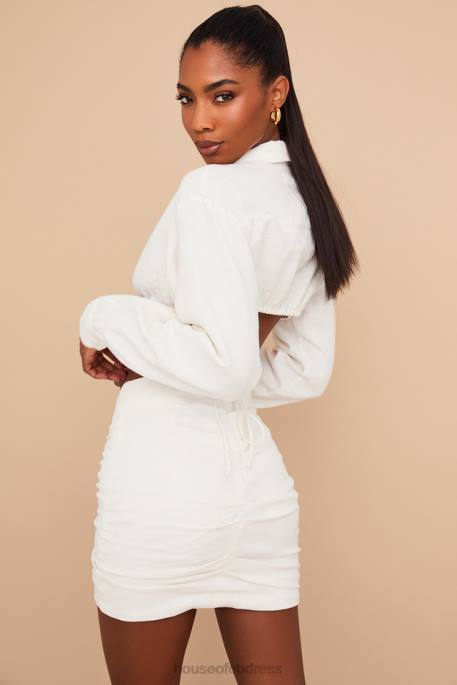 House of CB Emmy Off White Folded Waist Mini Skirt Clothing 4H6N962