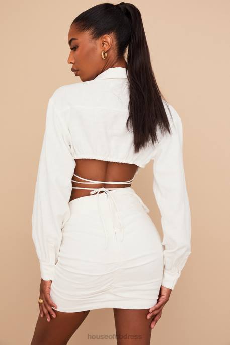 House of CB Emmy Off White Folded Waist Mini Skirt Clothing 4H6N962
