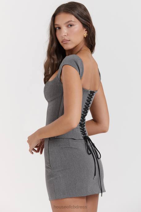 House of CB Jessamine Grey A-Line Mini Skirt Clothing 4H6N840
