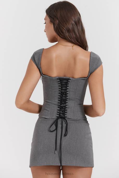 House of CB Jessamine Grey A-Line Mini Skirt Clothing 4H6N840