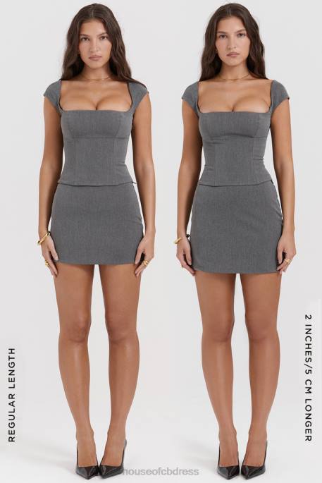 House of CB Jessamine Grey A-Line Mini Skirt Clothing 4H6N840