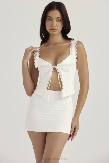 House of CB Mallie White Linen A-Line Mini Skirt Clothing 4H6N916