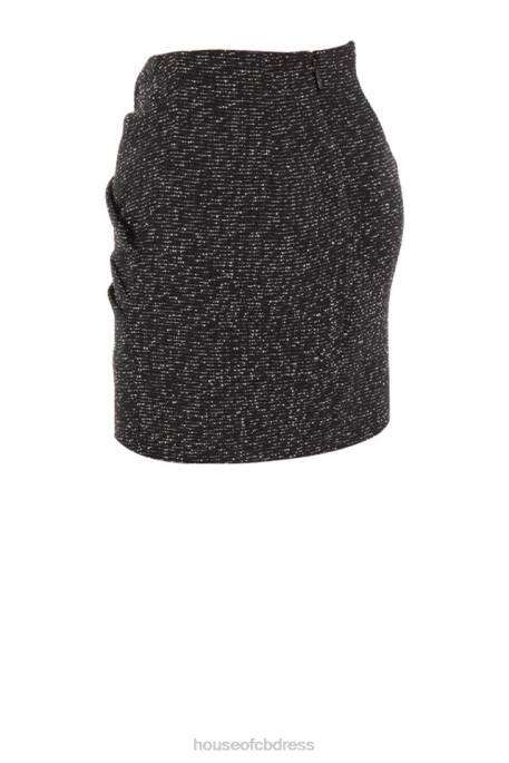 House of CB Martha Black Sparkle Draped Mini Skirt Clothing 4H6N1019