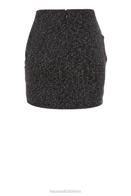 House of CB Martha Black Sparkle Draped Mini Skirt Clothing 4H6N1019