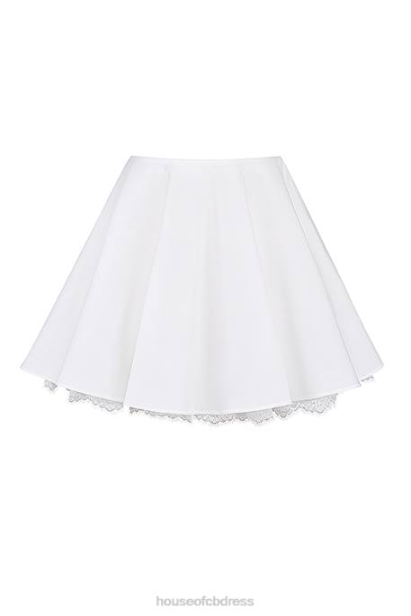 House of CB Nahla White Bow Mini Skirt Clothing 4H6N851
