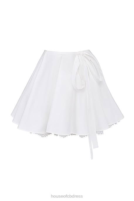 House of CB Nahla White Bow Mini Skirt Clothing 4H6N851