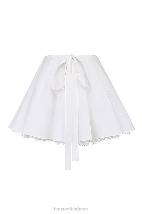 House of CB Nahla White Bow Mini Skirt Clothing 4H6N851
