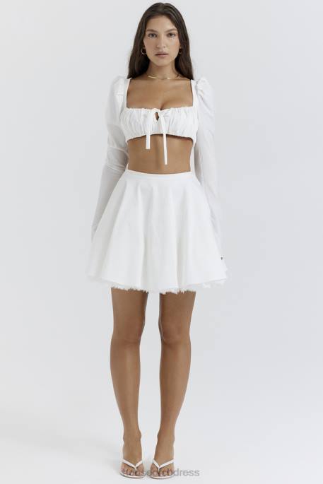 House of CB Nahla White Bow Mini Skirt Clothing 4H6N851