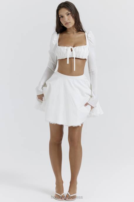 House of CB Nahla White Bow Mini Skirt Clothing 4H6N851