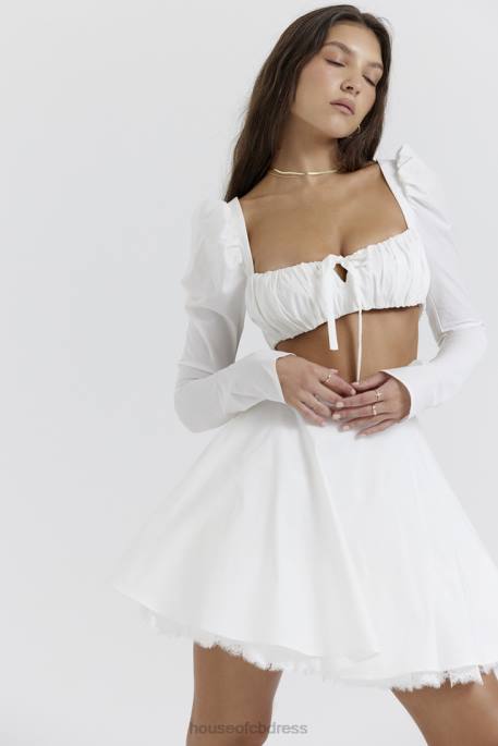 House of CB Nahla White Bow Mini Skirt Clothing 4H6N851
