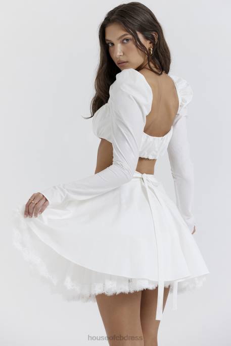 House of CB Nahla White Bow Mini Skirt Clothing 4H6N851