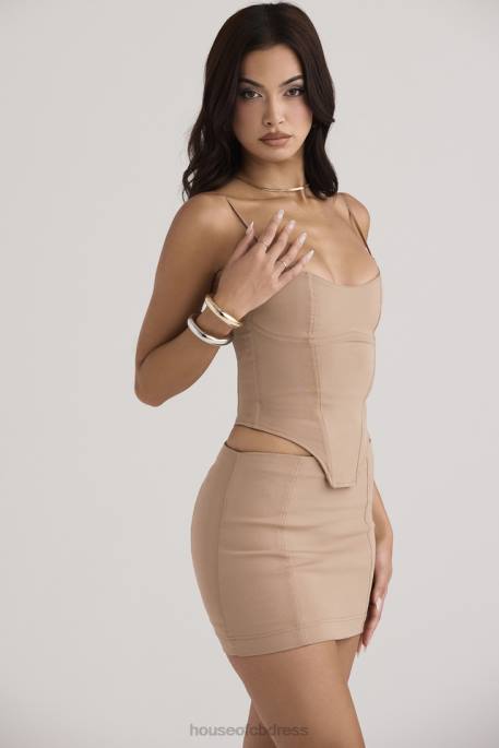 House of CB Nisha Beige Sculpting Mini Skirt Clothing 4H6N927