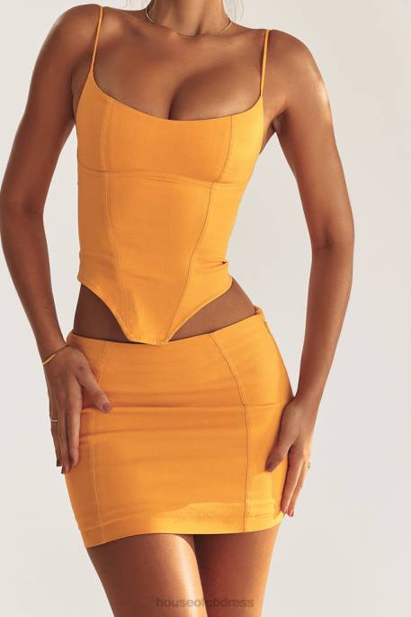 House of CB Nisha Tangerine Sculpting Mini Skirt Clothing 4H6N846