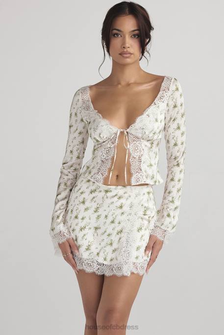 House of CB Noemie Garden Print Lace Trim Mini Skirt Clothing 4H6N922