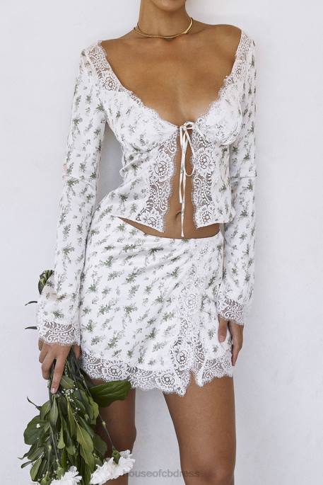 House of CB Noemie Garden Print Lace Trim Mini Skirt Clothing 4H6N922