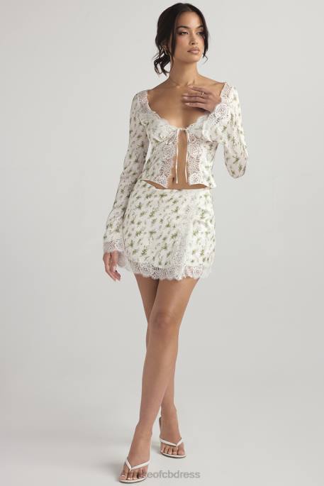 House of CB Noemie Garden Print Lace Trim Mini Skirt Clothing 4H6N922