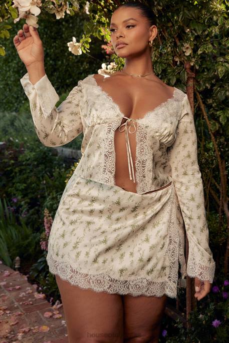 House of CB Noemie Garden Print Lace Trim Mini Skirt Clothing 4H6N922