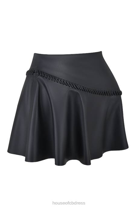 House of CB Nova Black Vegan Leather Mini Skirt Clothing 4H6N842