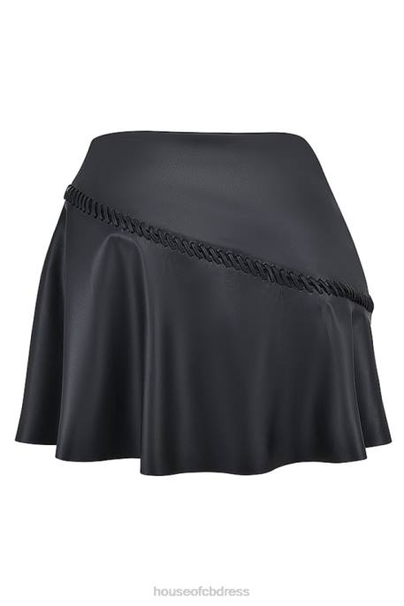 House of CB Nova Black Vegan Leather Mini Skirt Clothing 4H6N842