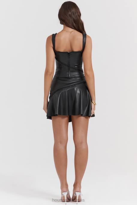 House of CB Nova Black Vegan Leather Mini Skirt Clothing 4H6N842