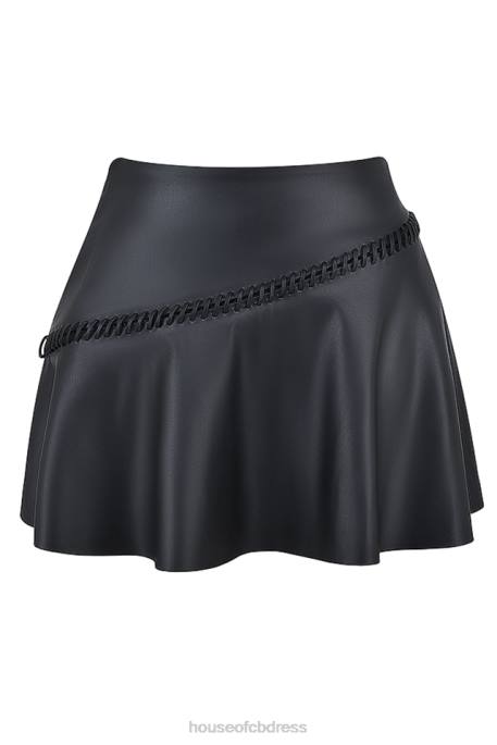 House of CB Nova Black Vegan Leather Mini Skirt Clothing 4H6N842