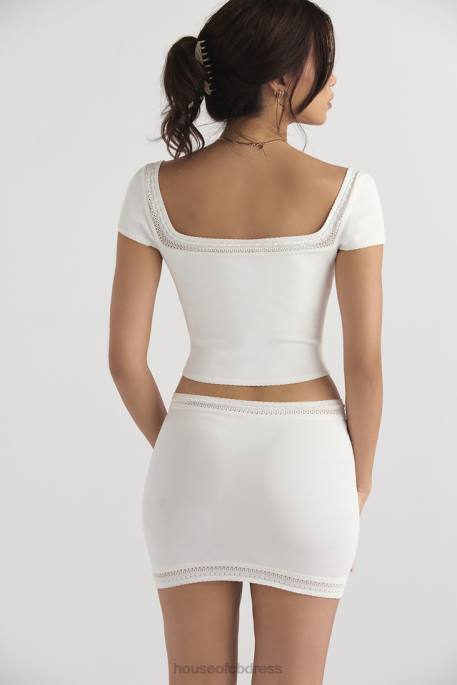House of CB Sarelle Ivory Dainty Knit Mini Skirt Clothing 4H6N921