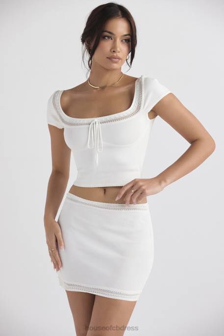 House of CB Sarelle Ivory Dainty Knit Mini Skirt Clothing 4H6N921