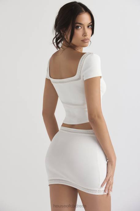 House of CB Sarelle Ivory Dainty Knit Mini Skirt Clothing 4H6N921