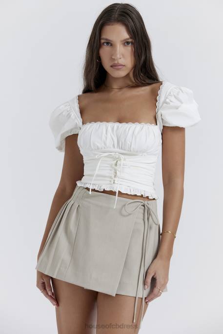 House of CB Tatum Stone Pleated Wrap Mini Skirt Clothing 4H6N848