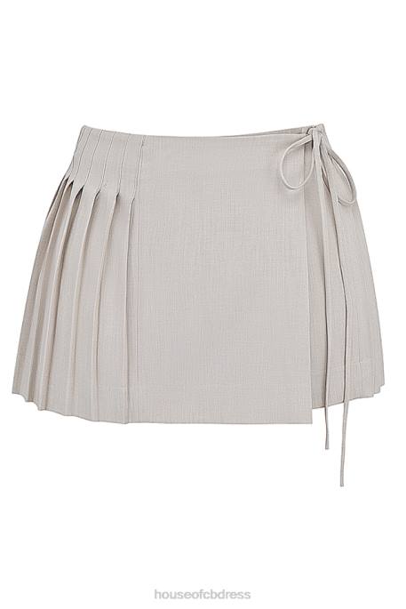 House of CB Tatum Stone Pleated Wrap Mini Skirt Clothing 4H6N848