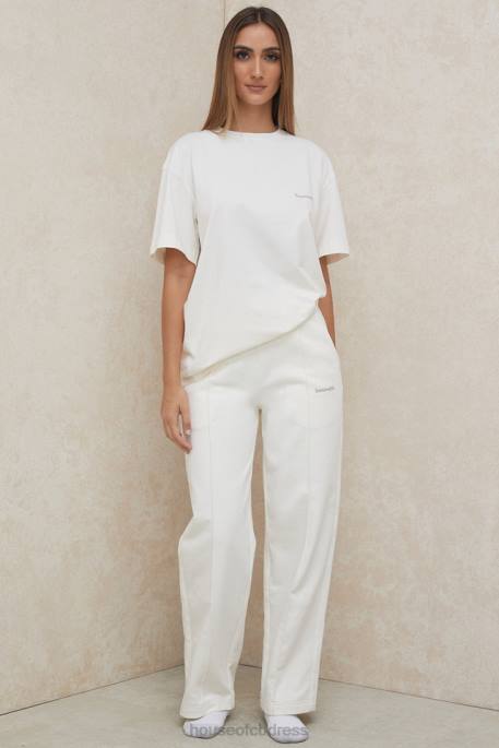 House of CB Dina Off White Straight Leg Sweat Pants Clothing 4H6N1002
