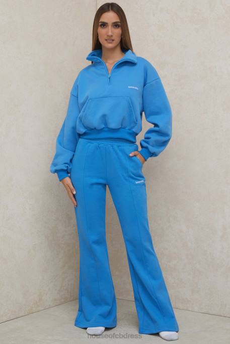 House of CB Oli Blue Flared Leg Track Pants Clothing 4H6N993