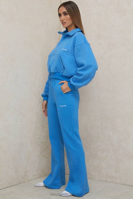 House of CB Oli Blue Flared Leg Track Pants Clothing 4H6N993