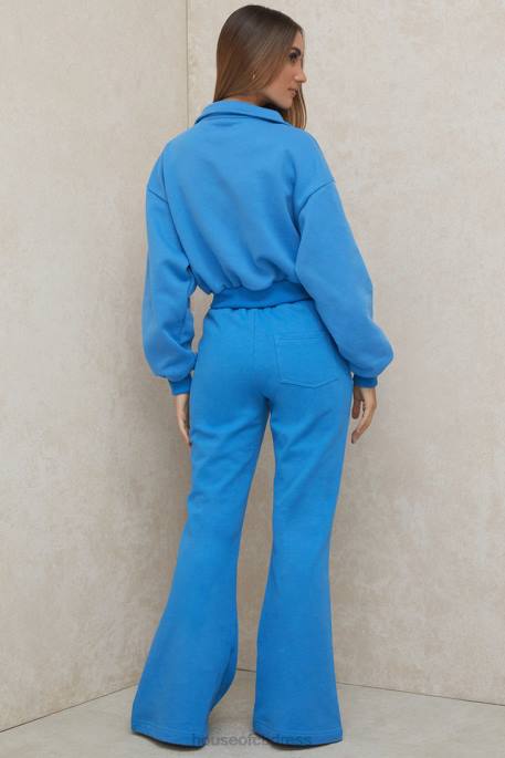 House of CB Oli Blue Flared Leg Track Pants Clothing 4H6N993