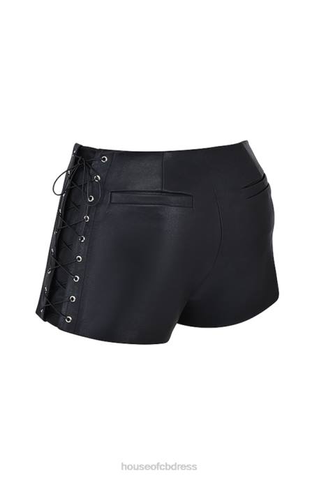 House of CB Azora Black Vegan Leather Micro Mini Shorts Clothing 4H6N868