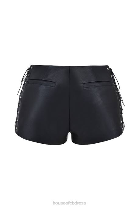 House of CB Azora Black Vegan Leather Micro Mini Shorts Clothing 4H6N868