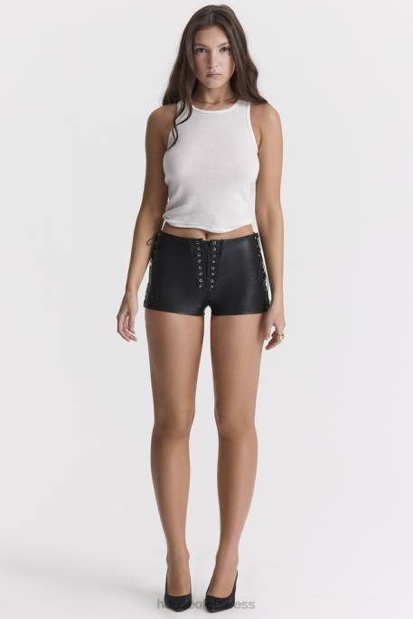 House of CB Azora Black Vegan Leather Micro Mini Shorts Clothing 4H6N868