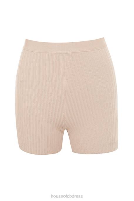 House of CB Eden Beige Bandage Shorts Clothing 4H6N1016